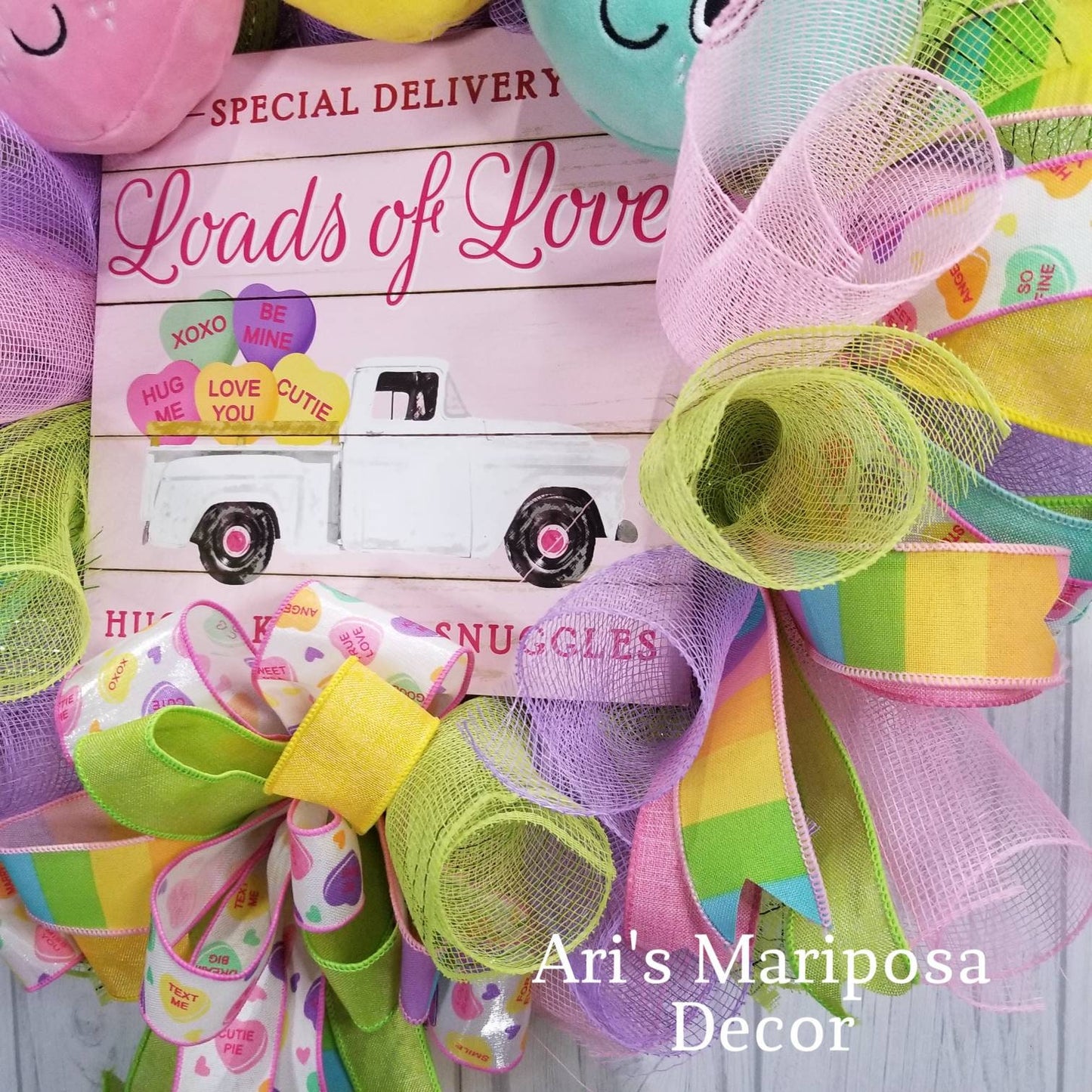 Valentine's Day Heart Wreath | Pastel Candy Door Décor | Sweetheart Gift