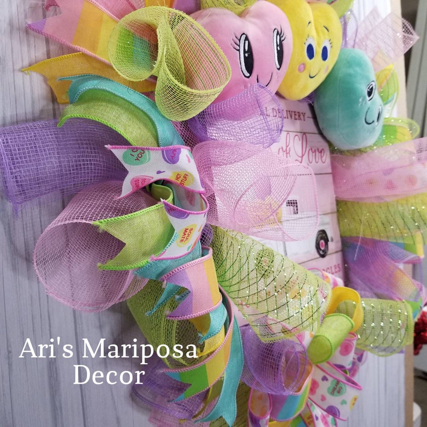 Valentine's Day Heart Wreath | Pastel Candy Door Décor | Sweetheart Gift