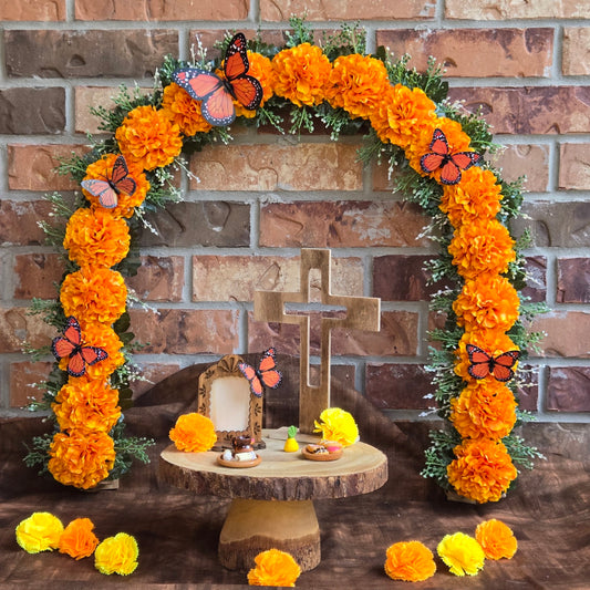 Golden Orange Marigold Arch -Large | Arco de Cempasúchil para Ofrenda