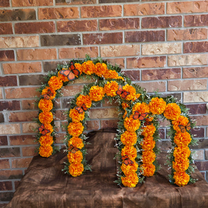 Golden Orange Marigold Arch -Large | Arco de Cempasúchil para Ofrenda