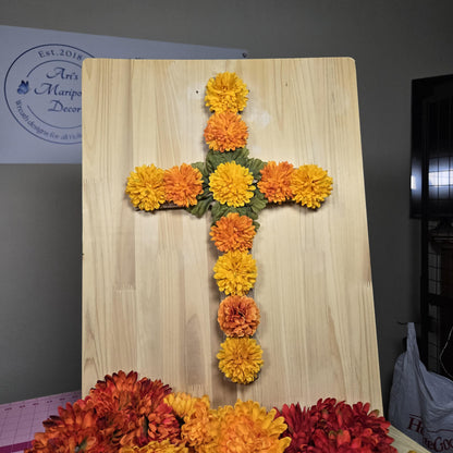 Day of the Dead Marigold Cross | Cruz para altar de muertos | Cempasúchil cruz ofrenda