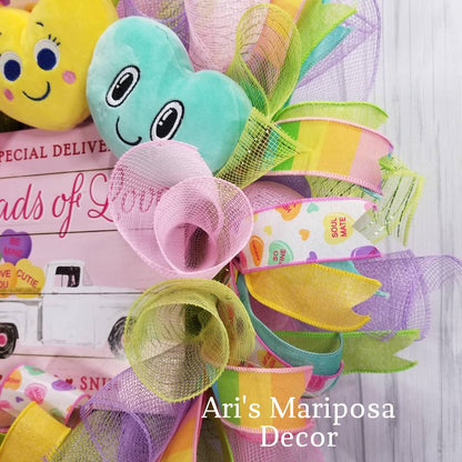 Valentine's Day Heart Wreath | Pastel Candy Door Décor | Sweetheart Gift