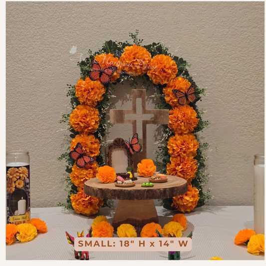 Golden Orange Marigold Arch Small | Día de los Muertos Cempasúchil Arco para Ofrenda