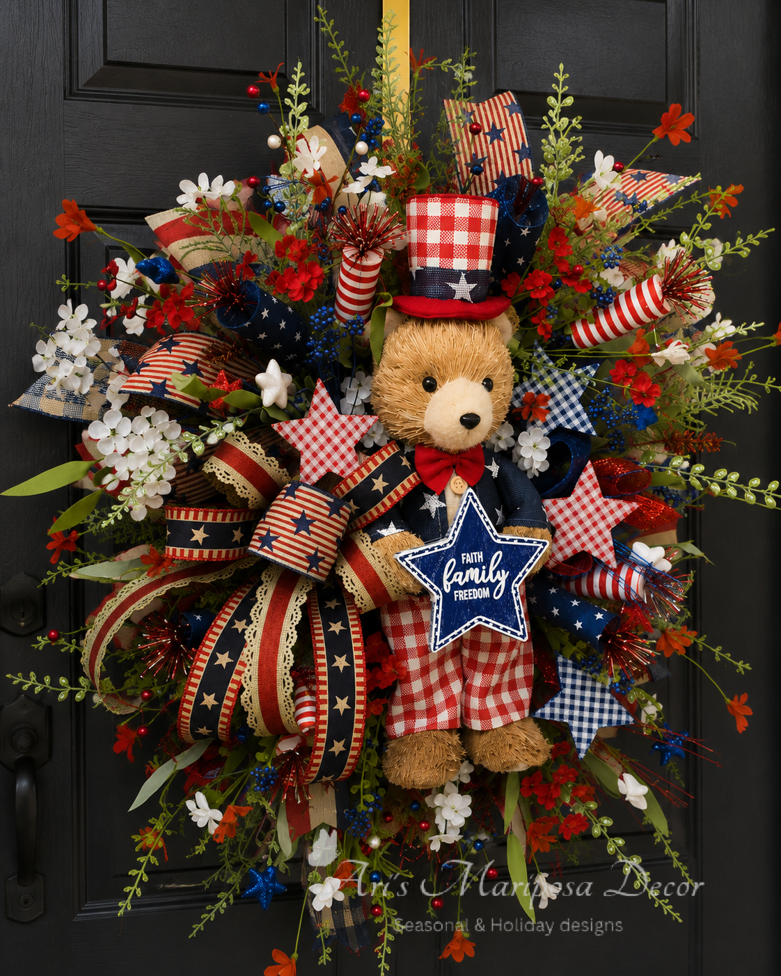 American Liberty Bear Patriotic Wreath