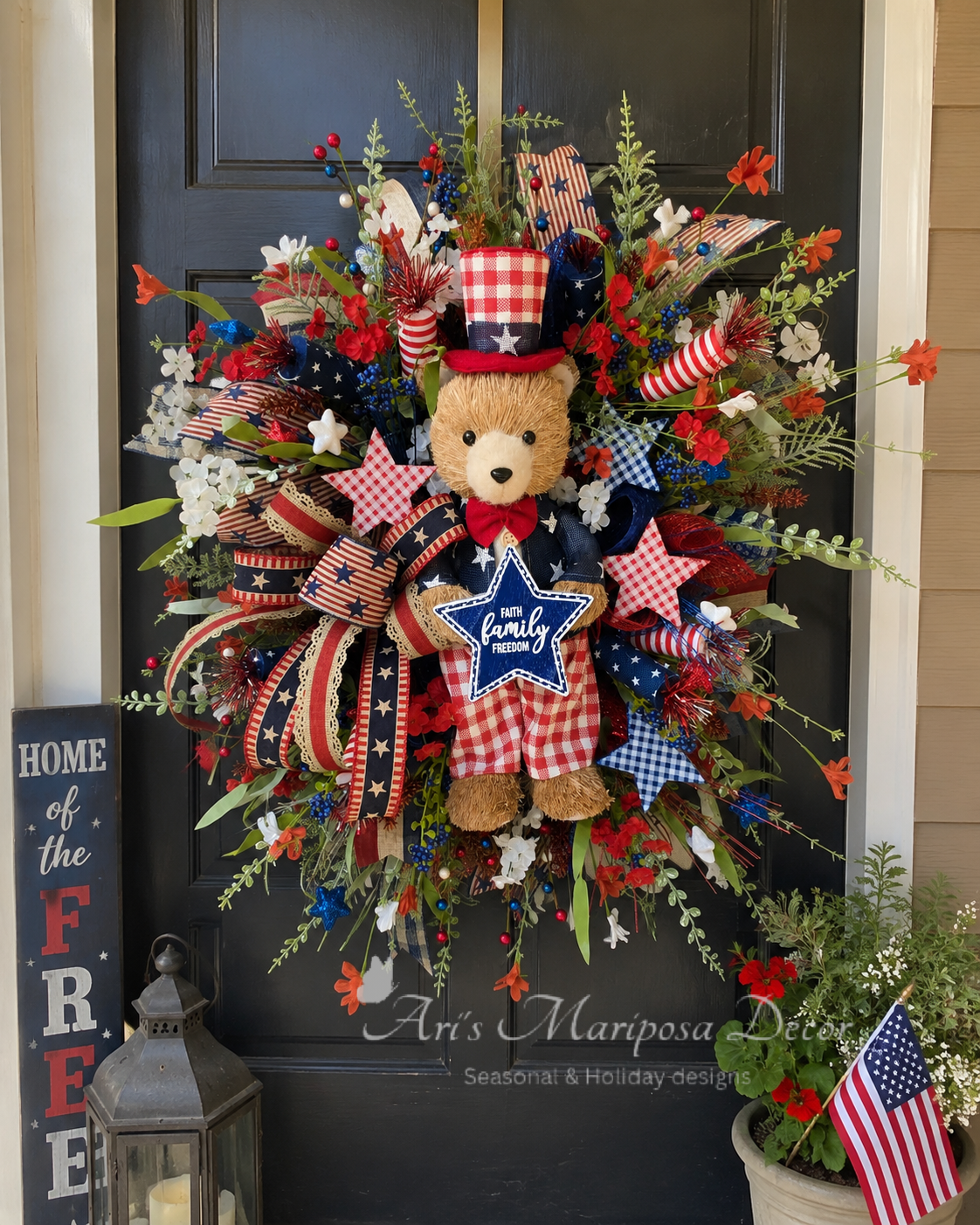 American Liberty Bear Patriotic Wreath