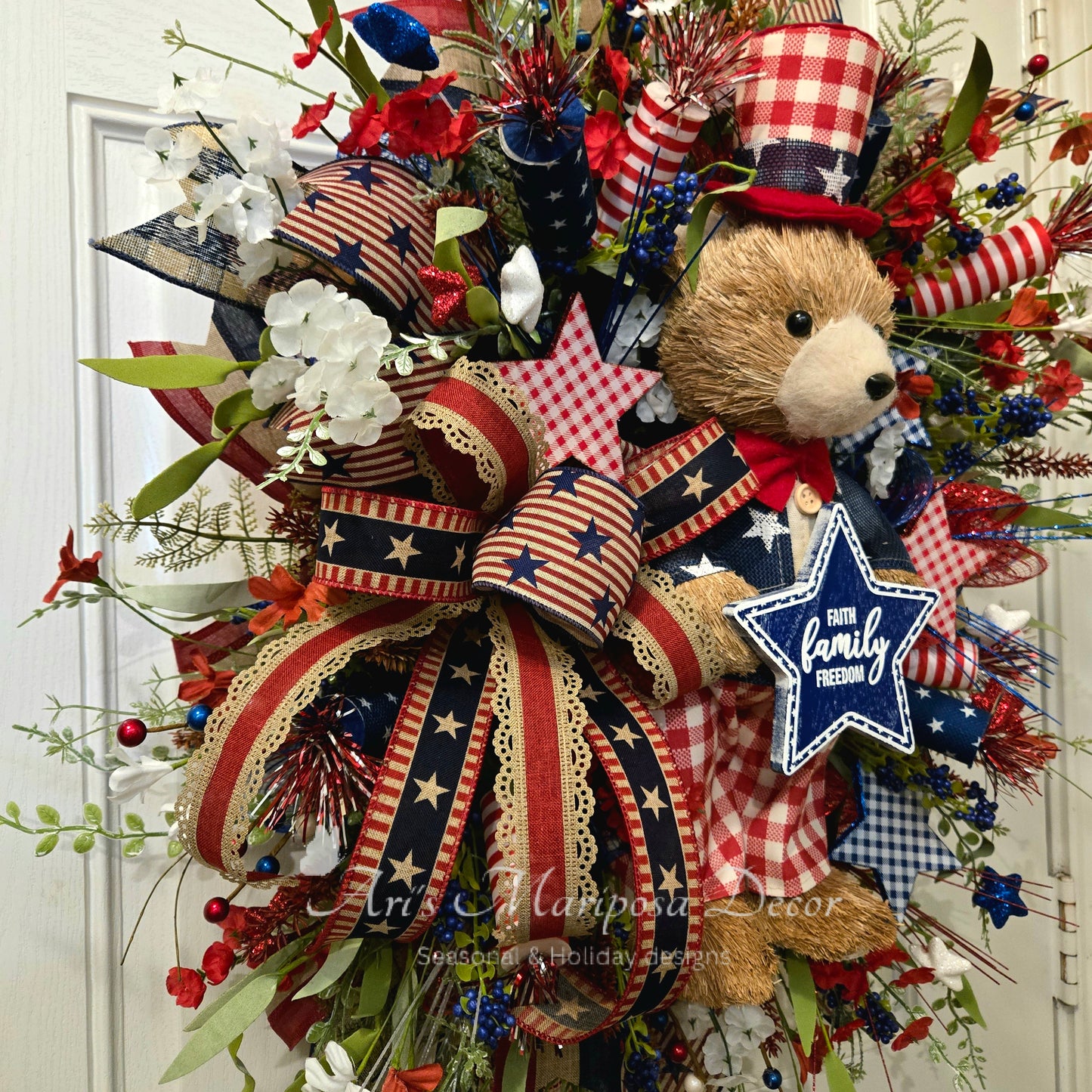 American Liberty Bear Patriotic Wreath