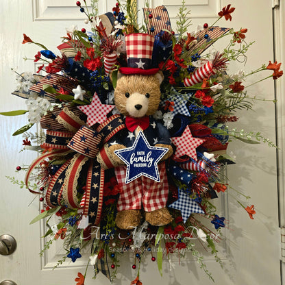 American Liberty Bear Patriotic Wreath