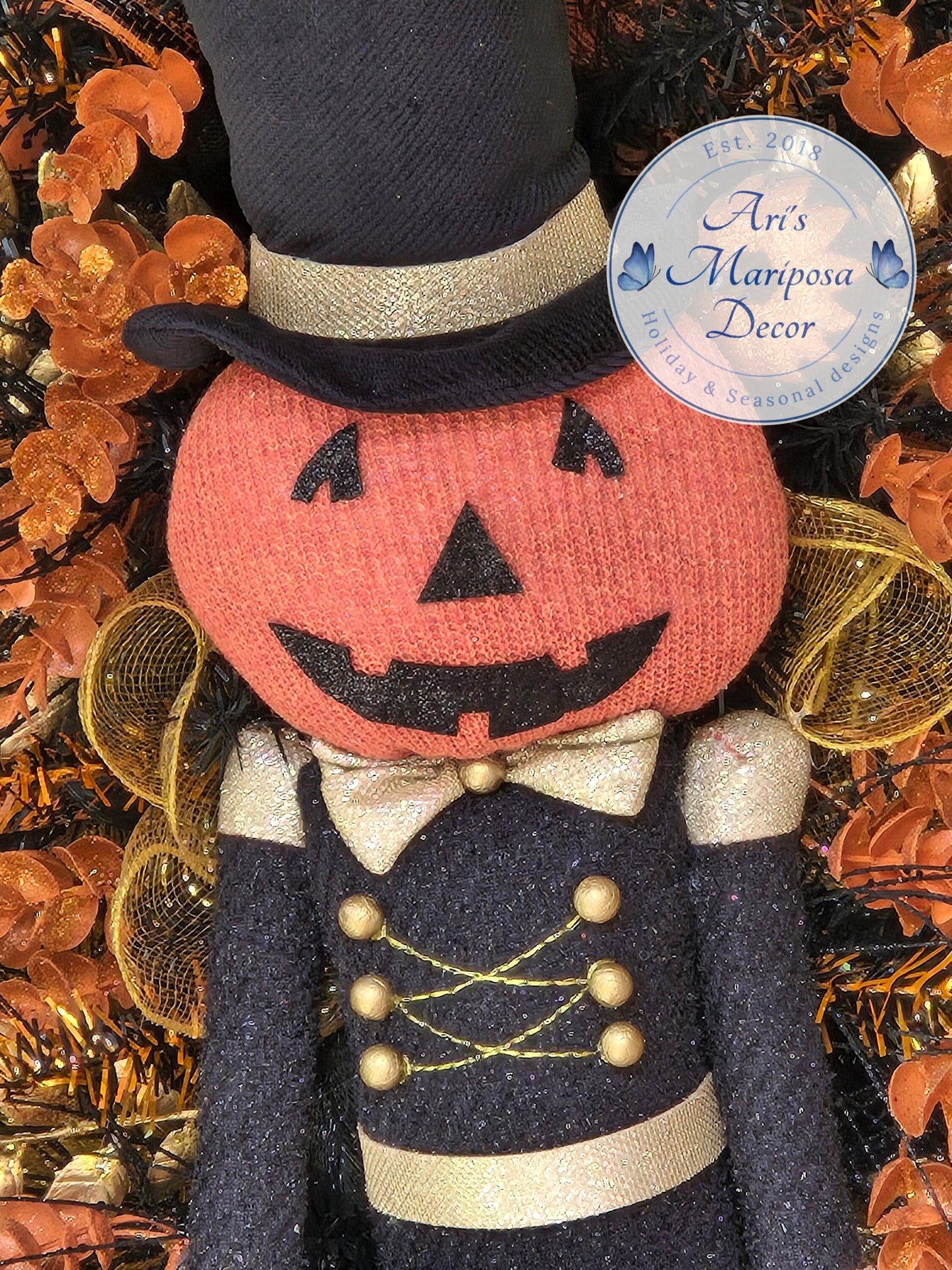 Whimsical Pumpkin Wreath, Wizard dog Halloween Swag, Mystical Wall Accent, Spooky Party Decor, Fall Season,
