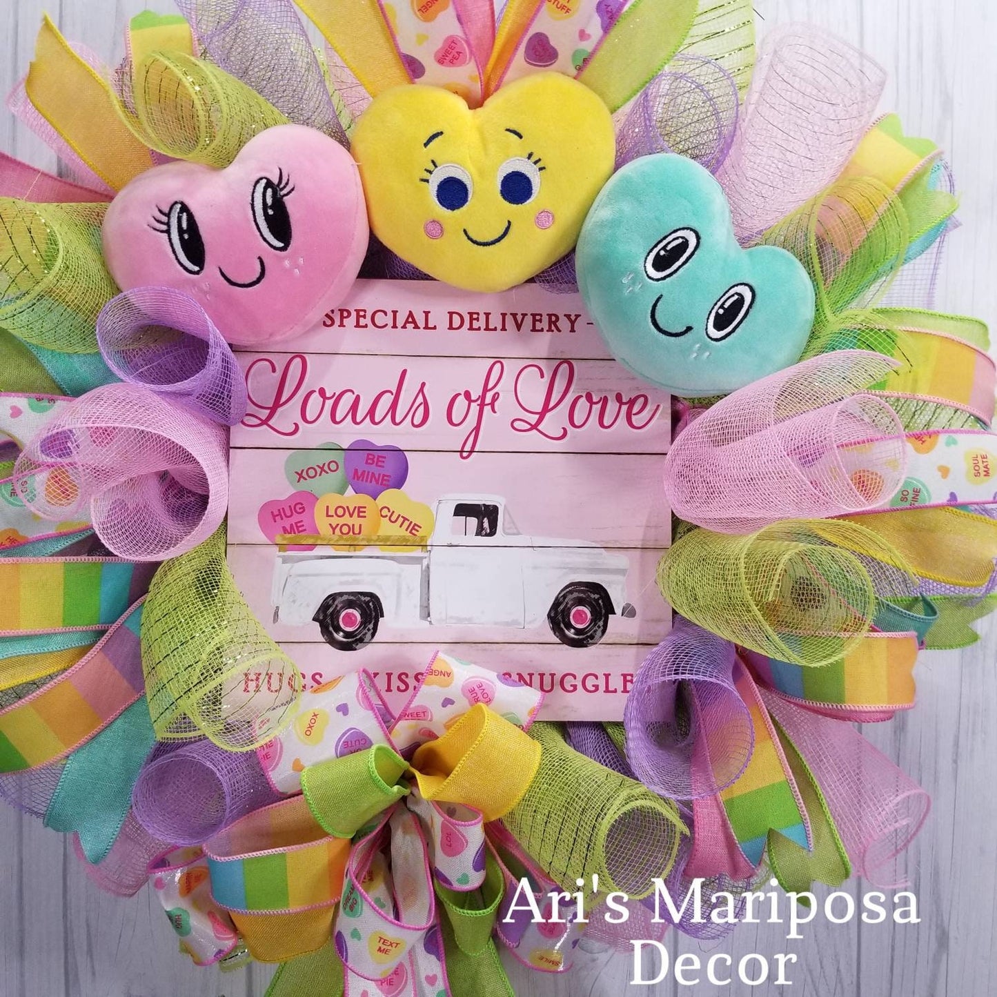 Valentine's Day Heart Wreath | Pastel Candy Door Décor | Sweetheart Gift