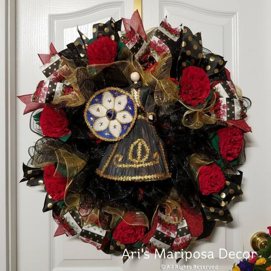 Mariachi Wreath on Door - Mexican Folk Art