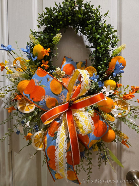 Lemon and Orange Citrus Wreath