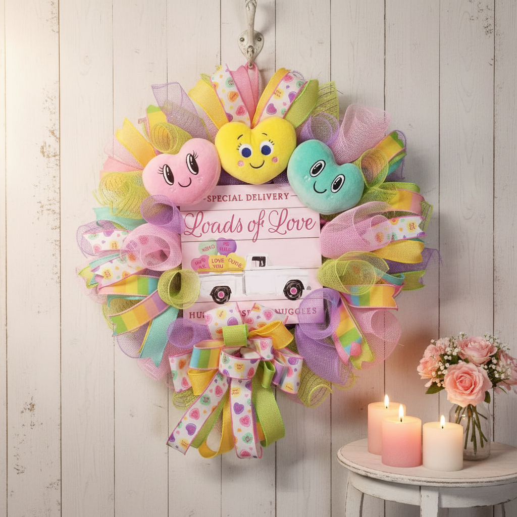 Valentine's Day Heart Wreath in romantic setting